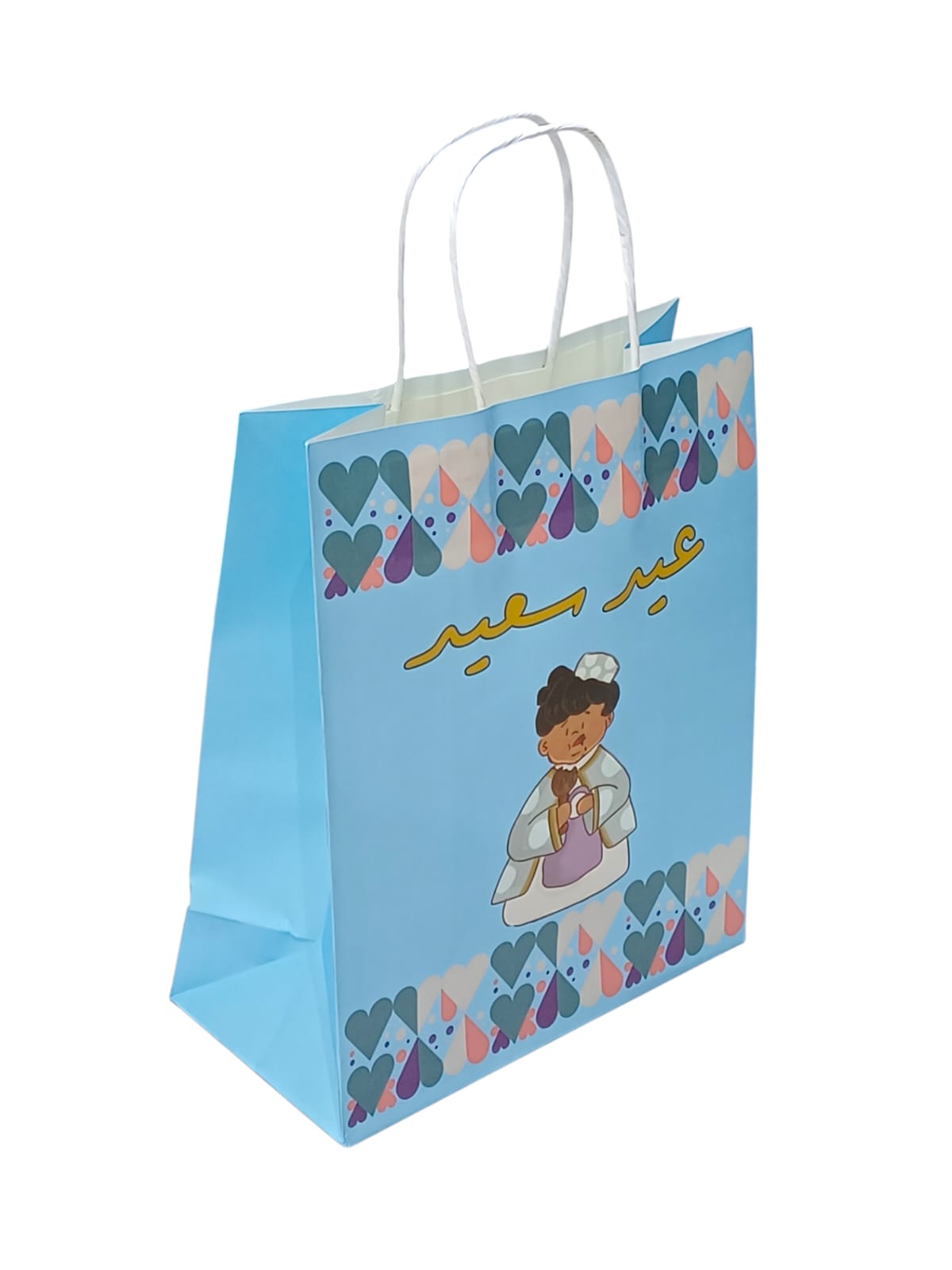 A set of 12-piece gift bags for Eid occasions, 4 colors with a transparent front22*11*27CM