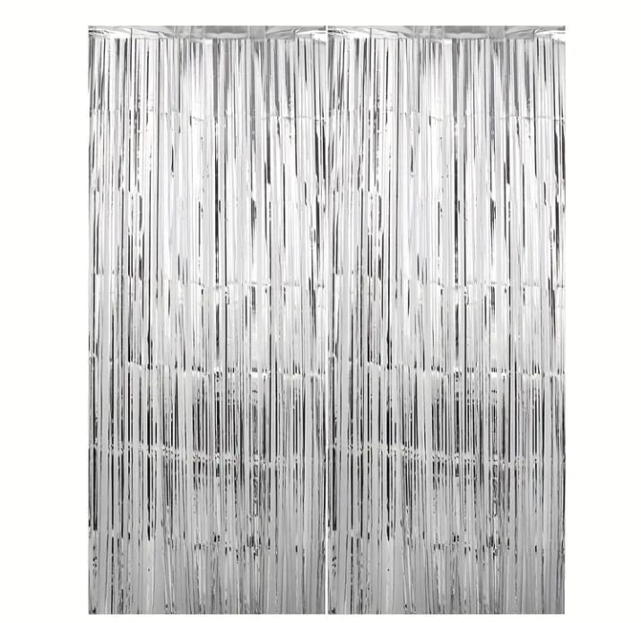 ستارة حفلات وخلفيات ديكور لون فضى قطعة واحدة مقاس 1م*2م