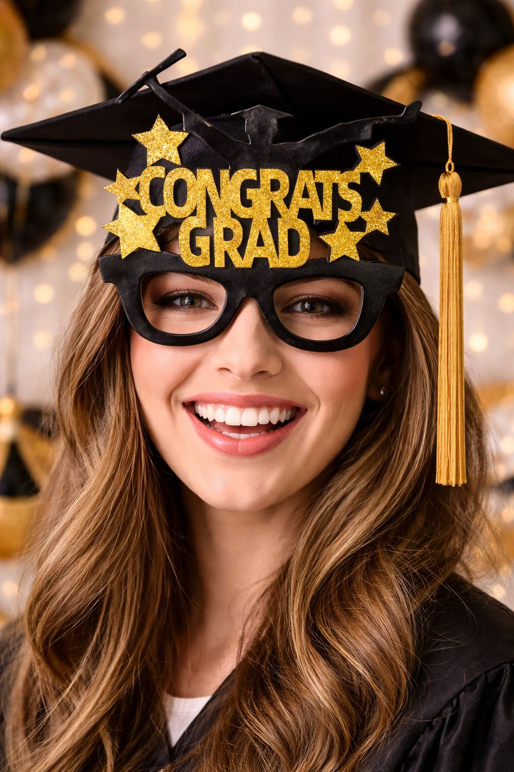 Black and gold graduation glasses (Congratulations to the graduate) – Party & Story