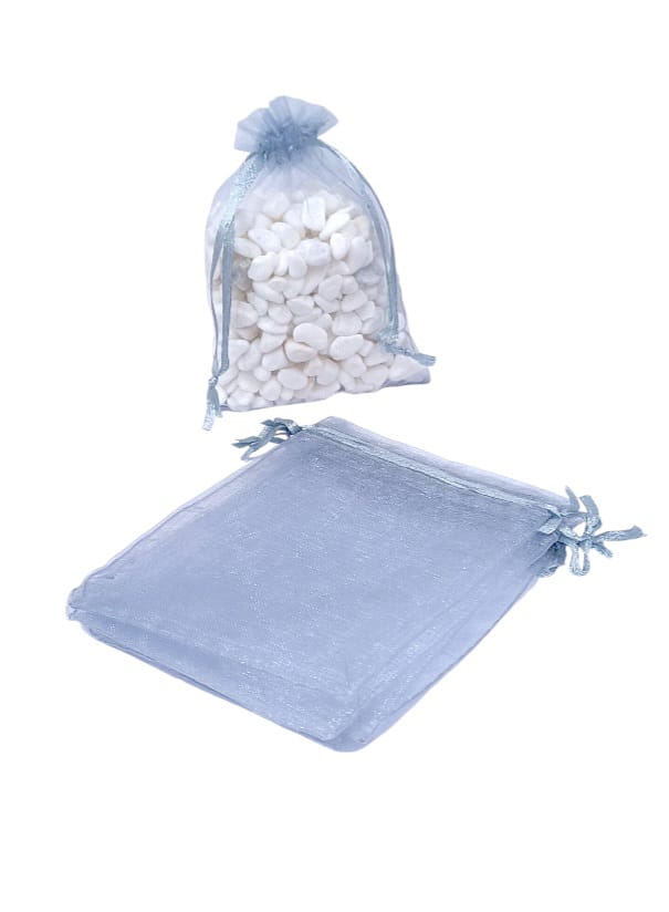 Chiffon bag made of organza fabric, 12 pieces, silver