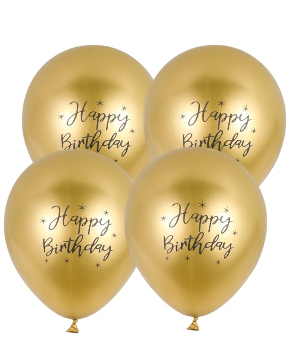 4pcs 12 inch gold chrome birthday balloons