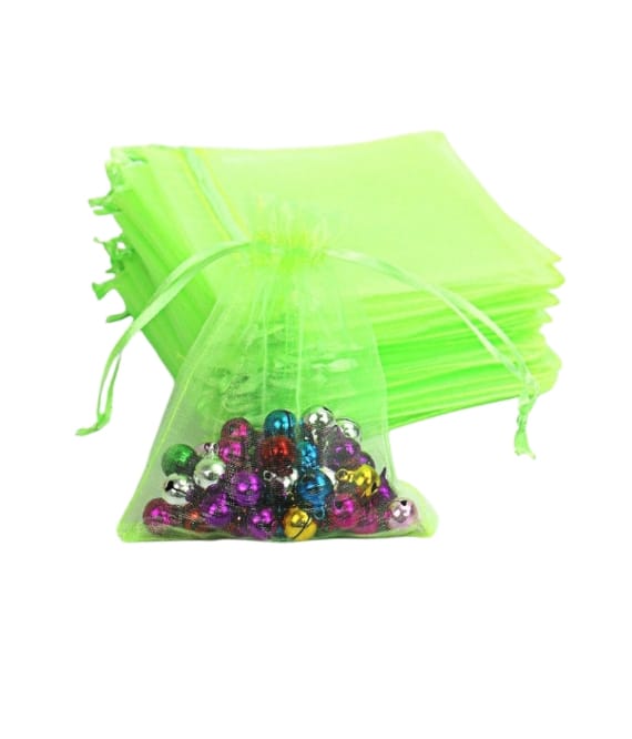 Chiffon bag made of organza fabric, 12 pieces, light green
