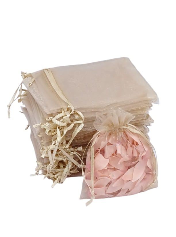 Chiffon bag made of organza fabric, 12 pieces, flesh balloon