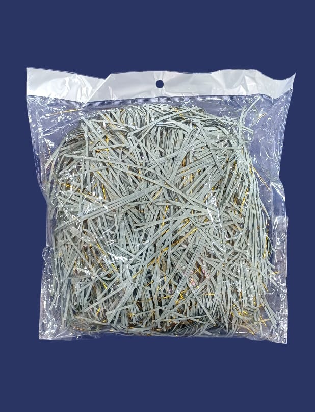 Shredded paper gift filler for filling gift boxes, gift baskets and bags, 100 grams