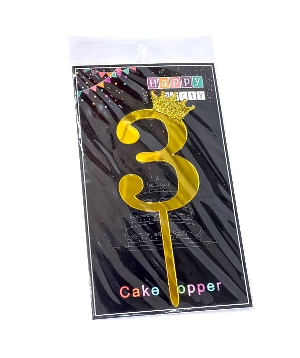 Acrylic cake decorations bearing the number 3 Size  6×17CM