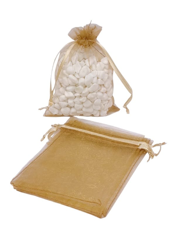 Chiffon bag made of organza fabric, 12 pieces, gold color