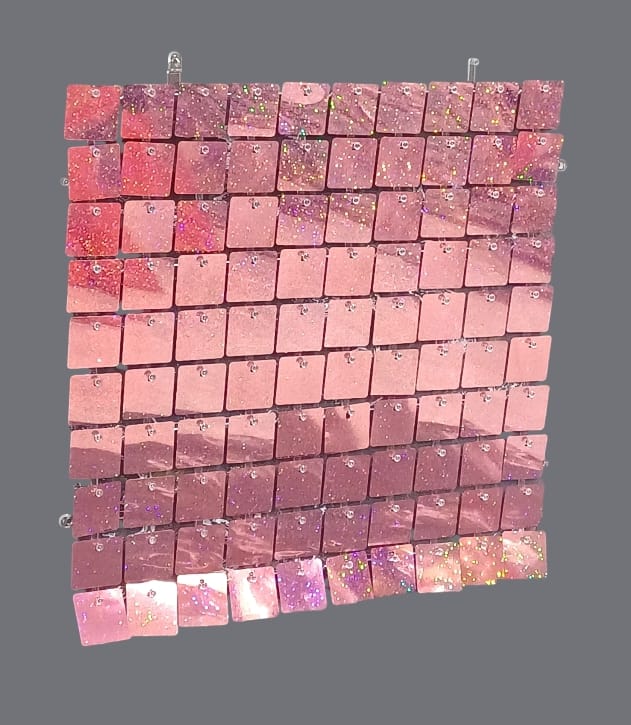 Glitter backgrounds of sequins, 30cm x 30cm, rose color, 12 pieces