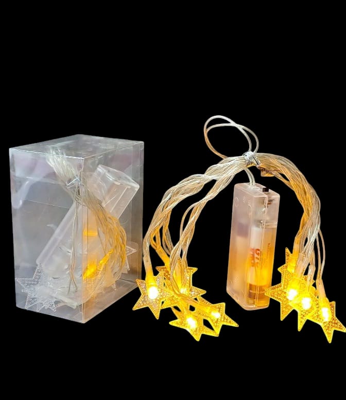 Luminous Ramadan decorations, star shape, 2 meters, 10 pieces  yellow