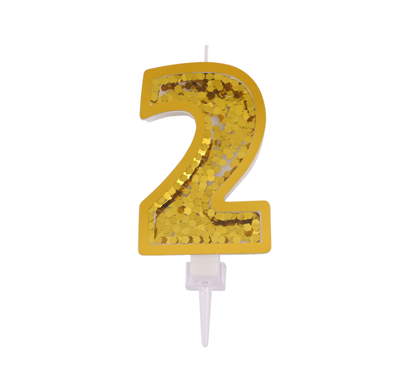 Gold Sequin Candle Numbers 2