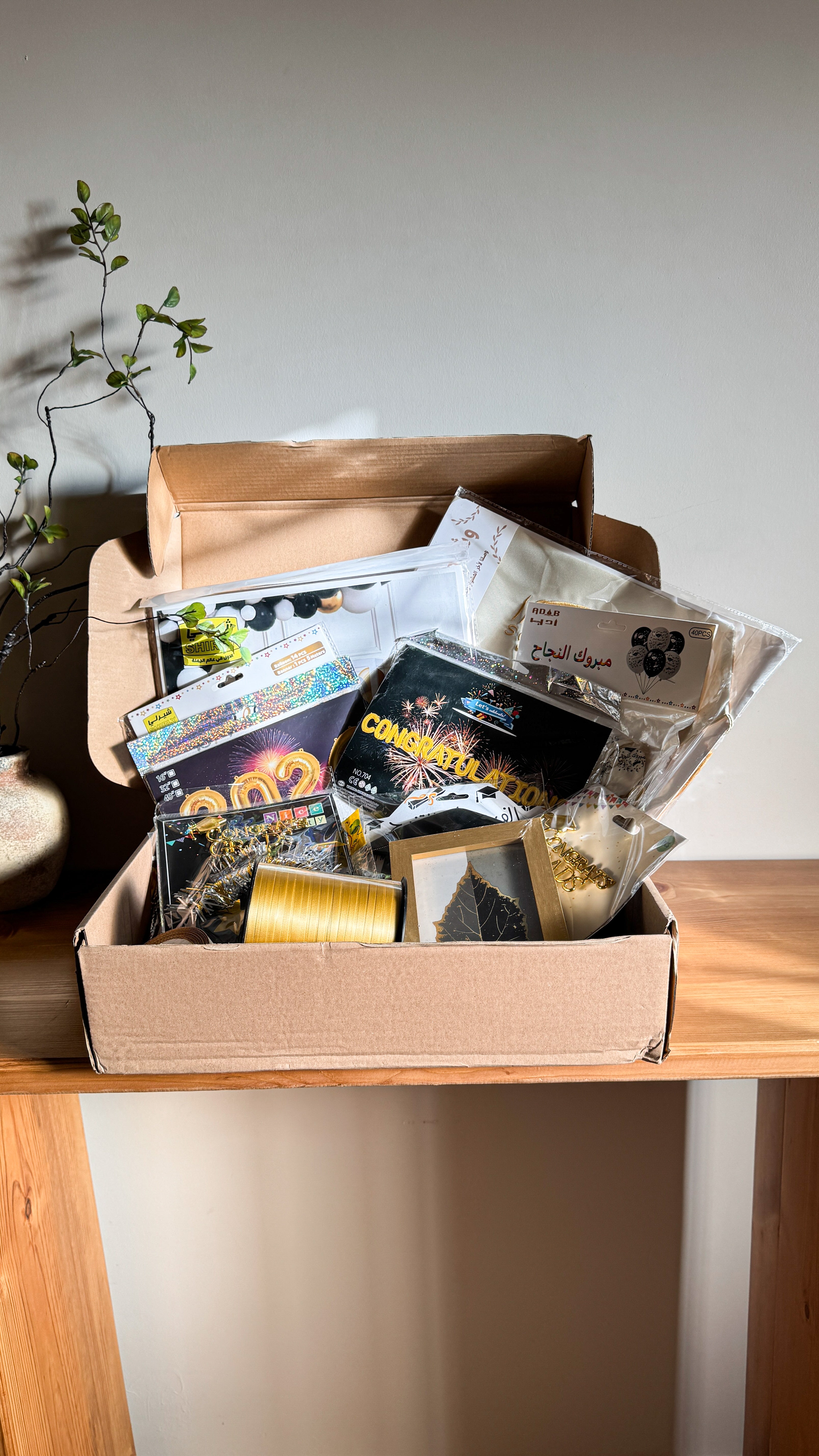 Graduation Celebration Box – The Complete Experience 190+ pieces Gold