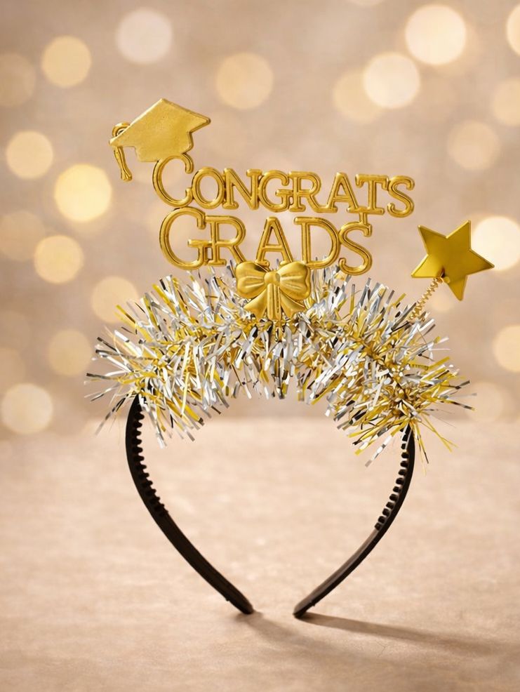 Gold graduation headbands. Congratulations on your graduation.