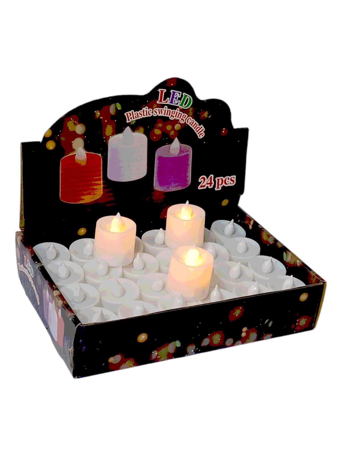 LED candles in the form of candles, yellow color, 24 pieces