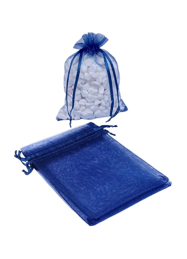 Chiffon bag made of organza fabric, 12 pieces, navy blue