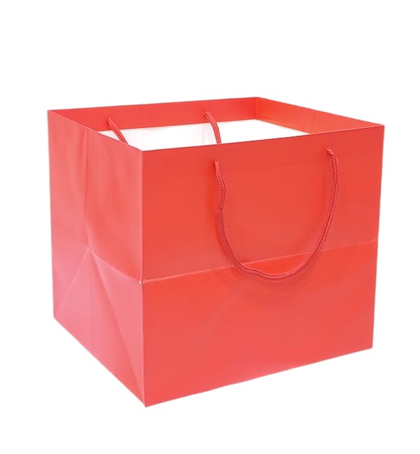 Gift bags with a rectangular bottom, red, 12 pieces