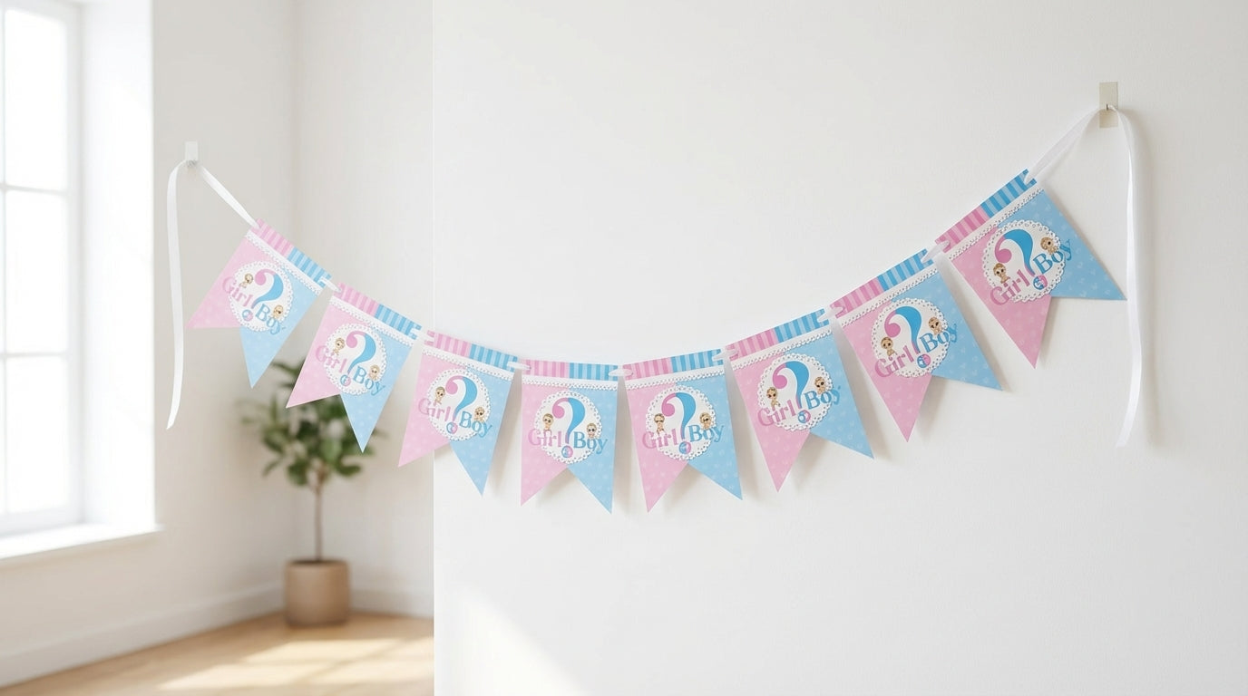 Boy or Girl? Premium Gender Reveal Hanging Decor Set 80+ pieces