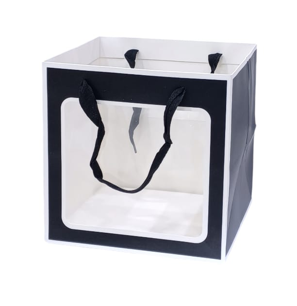 Black square bags with transparent front, 12 pieces Size  20CM ×20CM ×20CM