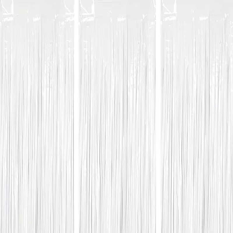 Party curtain and decorative backdrop, white, single piece, size 1m x 2m.