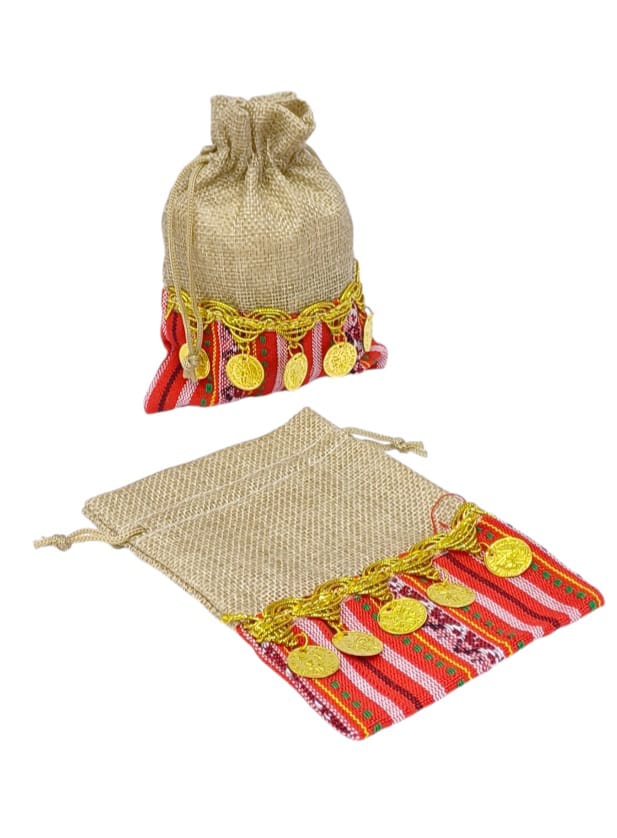 Popular burlap bag, Qarqian Baldo, for distributions12 pieces 13×18CM