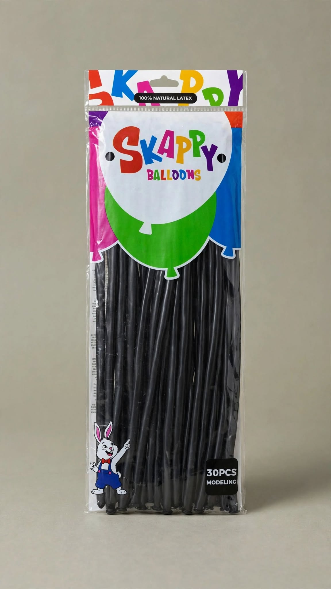 Long black latex balloons designed for twisting/modeling (approximately size 260Q)