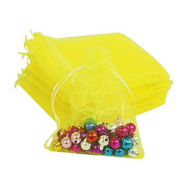 Chiffon bag made of organza fabric, 12 pieces, yellow