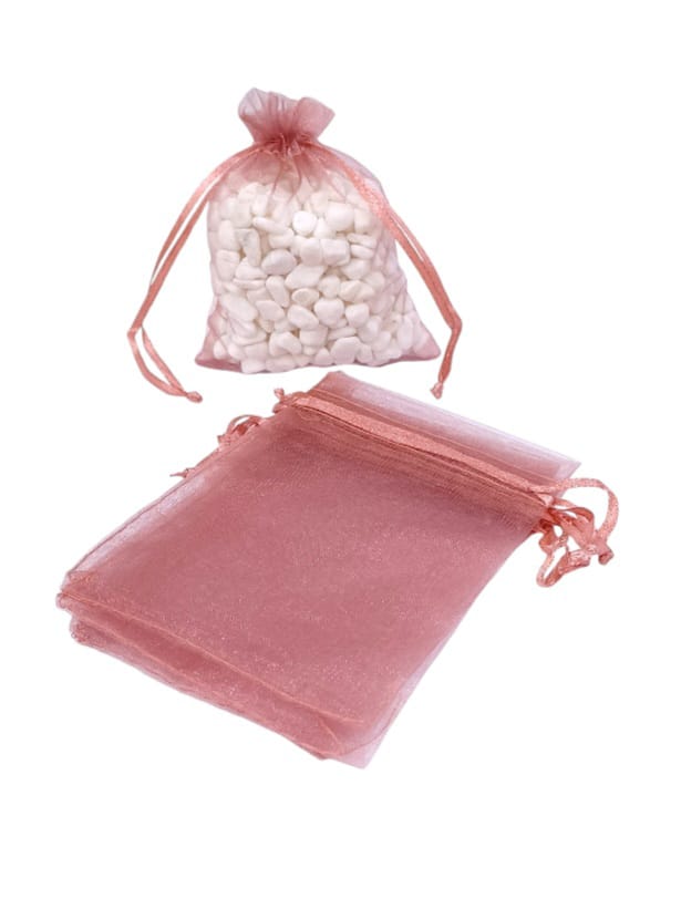 Chiffon bag made of organza fabric, 12 pieces, dark brown 9CM ×7CM