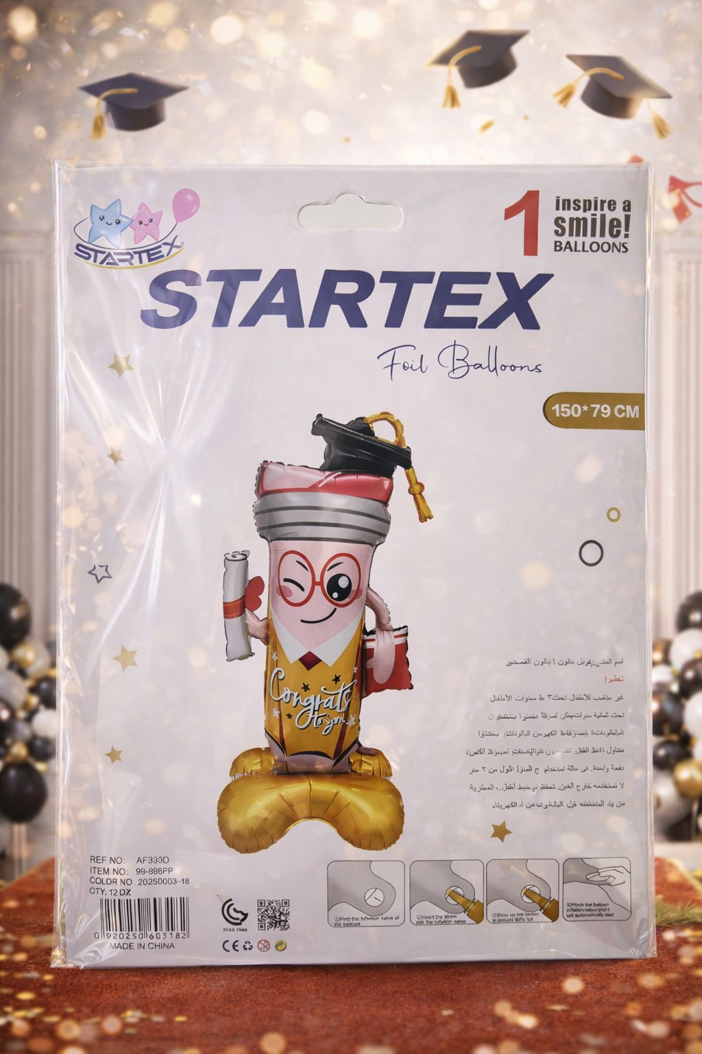 Graduation foil balloon, cup shape, 150*70cm