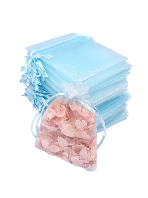 Chiffon bag made of organza fabric, 12 pieces, light blue