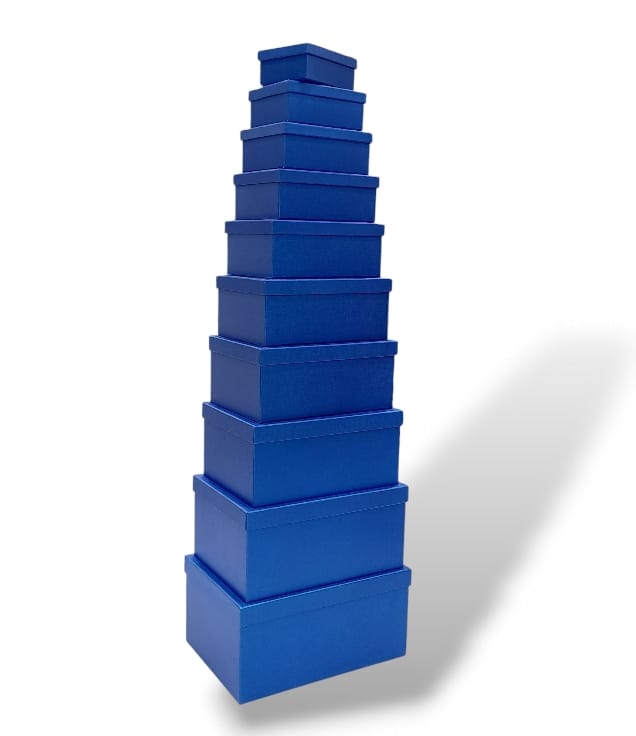 A set of ten-piece gift boxes made of dark blue cardboard