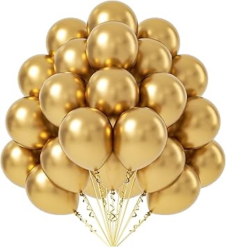 100pcs 12 inch chrome gold balloons