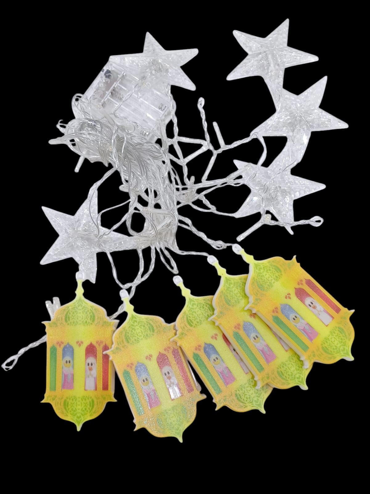 Luminous Ramadan decorations with star lantern shape, 2 meters, 10  lines yellow