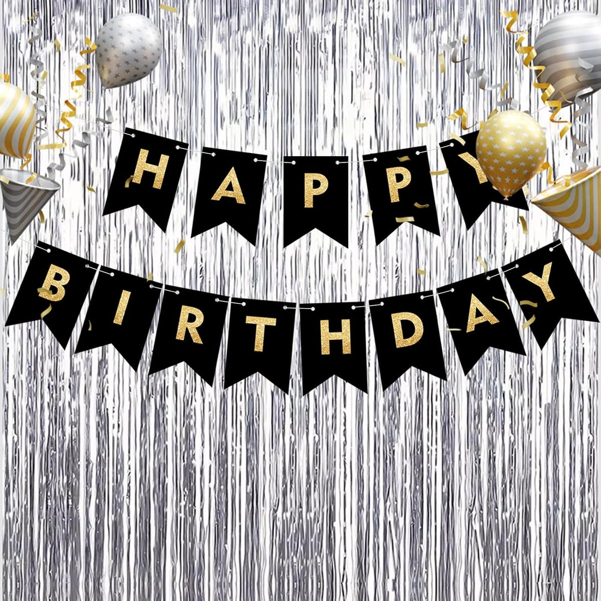 5Pcs Silver Foil Fringe Curtain, 3.2ft x 6.5ft Glittering Silver Tinsel Decorations, Elegant Silver Tinsel Strands & Streamers, Metallic Tinsel Curtain Photo Backdrop for Birthday Bridal Party