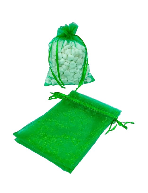 Chiffon bag made of organza fabric, 12 pieces, green color