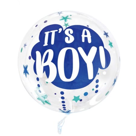 Transparent balloon for the birth of a boy
