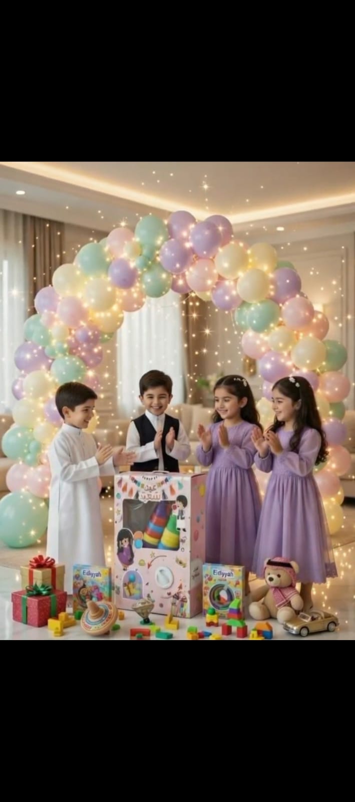 A box of fortune and surprises for gifts for children on the occasion of Eid, in one size 16 pcs