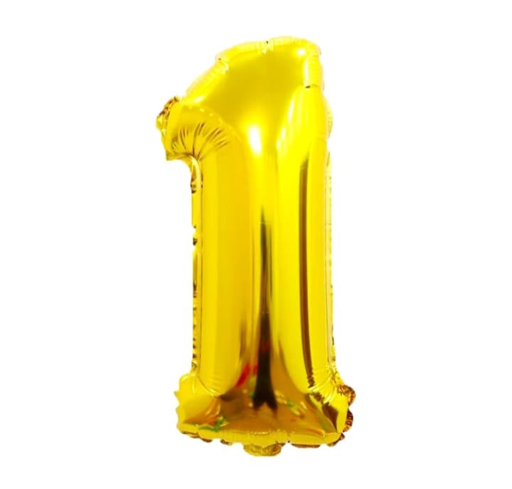 Foil number balloon, 80 cm, gold, 32 inches