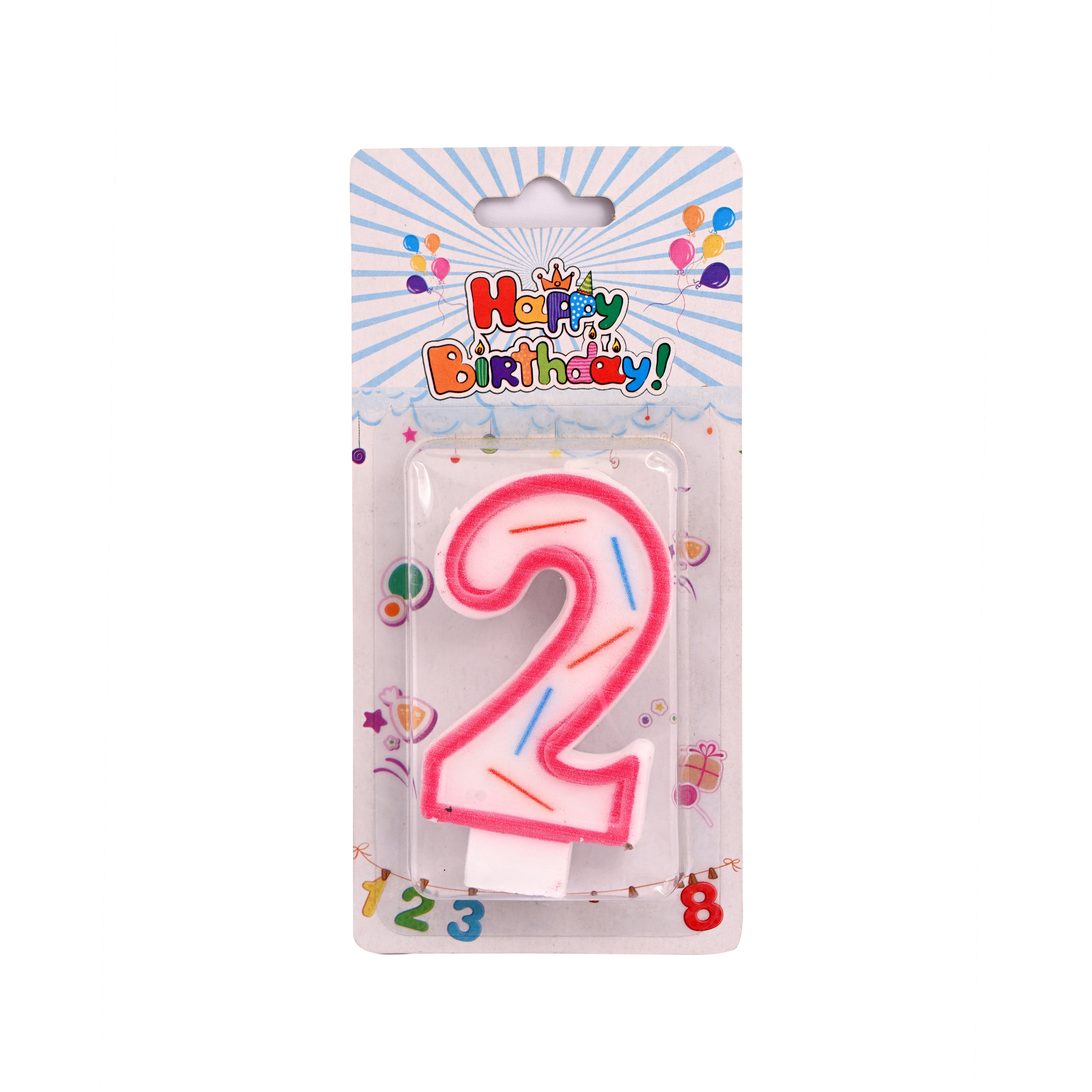 Party Candle Striped Card Number 2