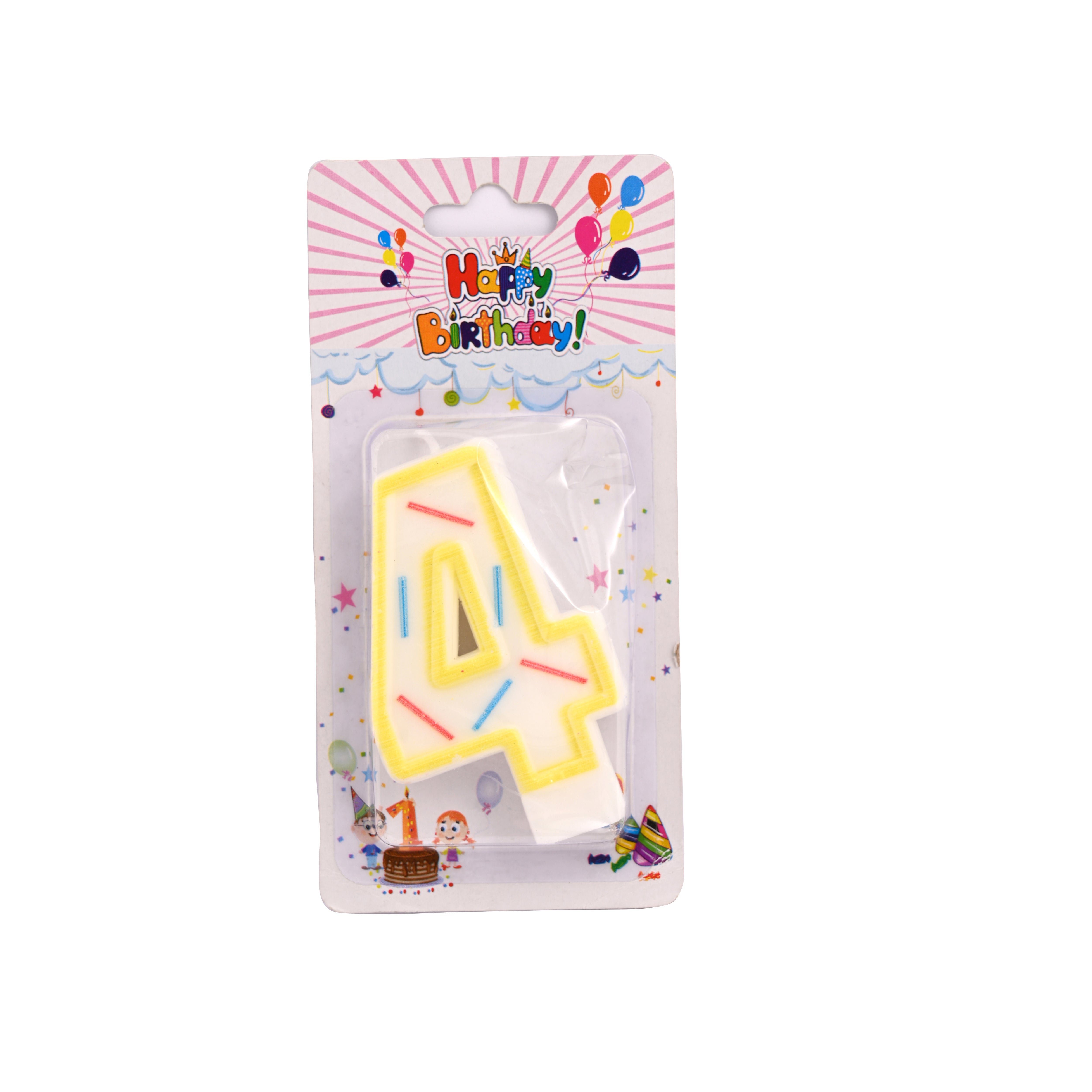 Party Candle Striped Card Number 4