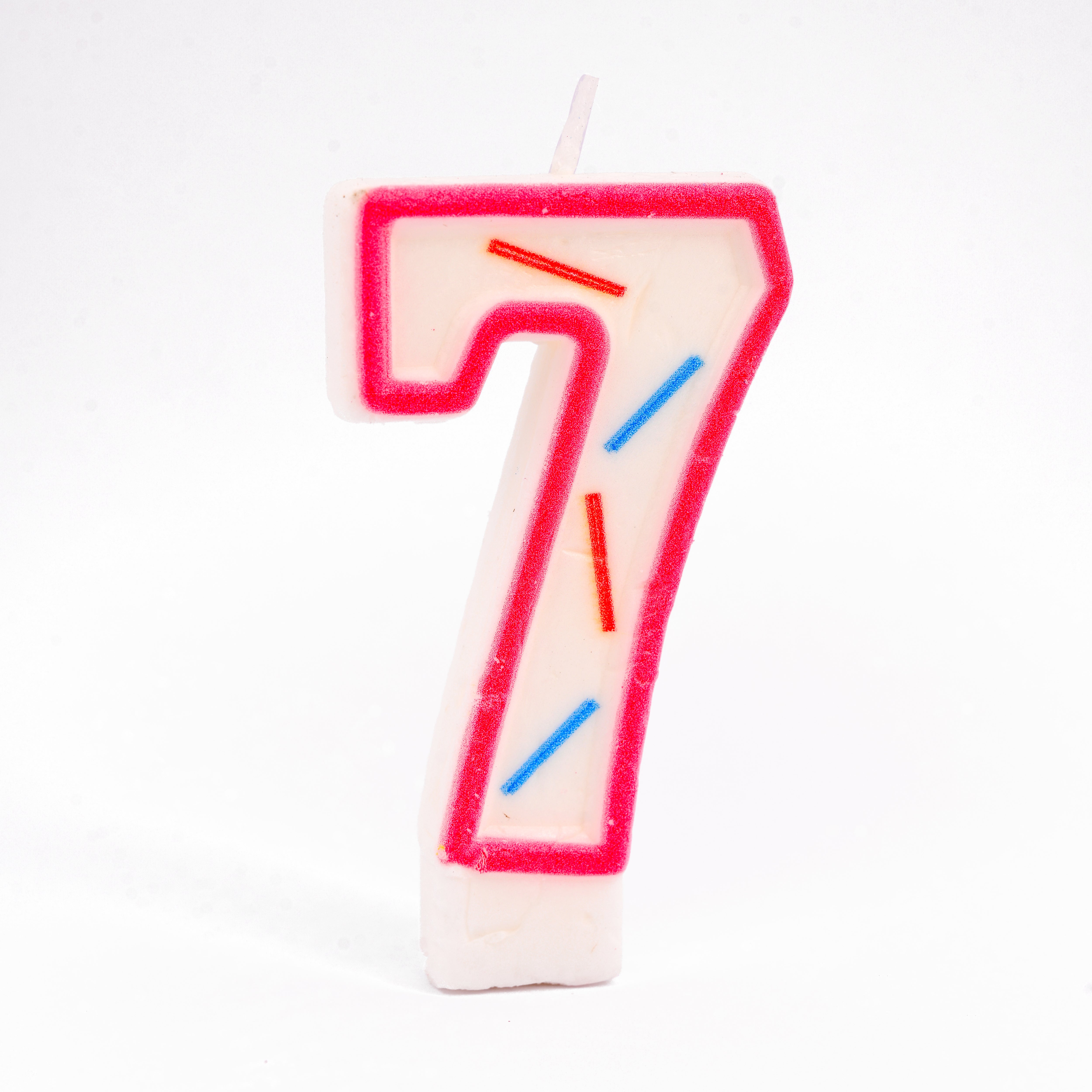 Striped Party Candle Number 7