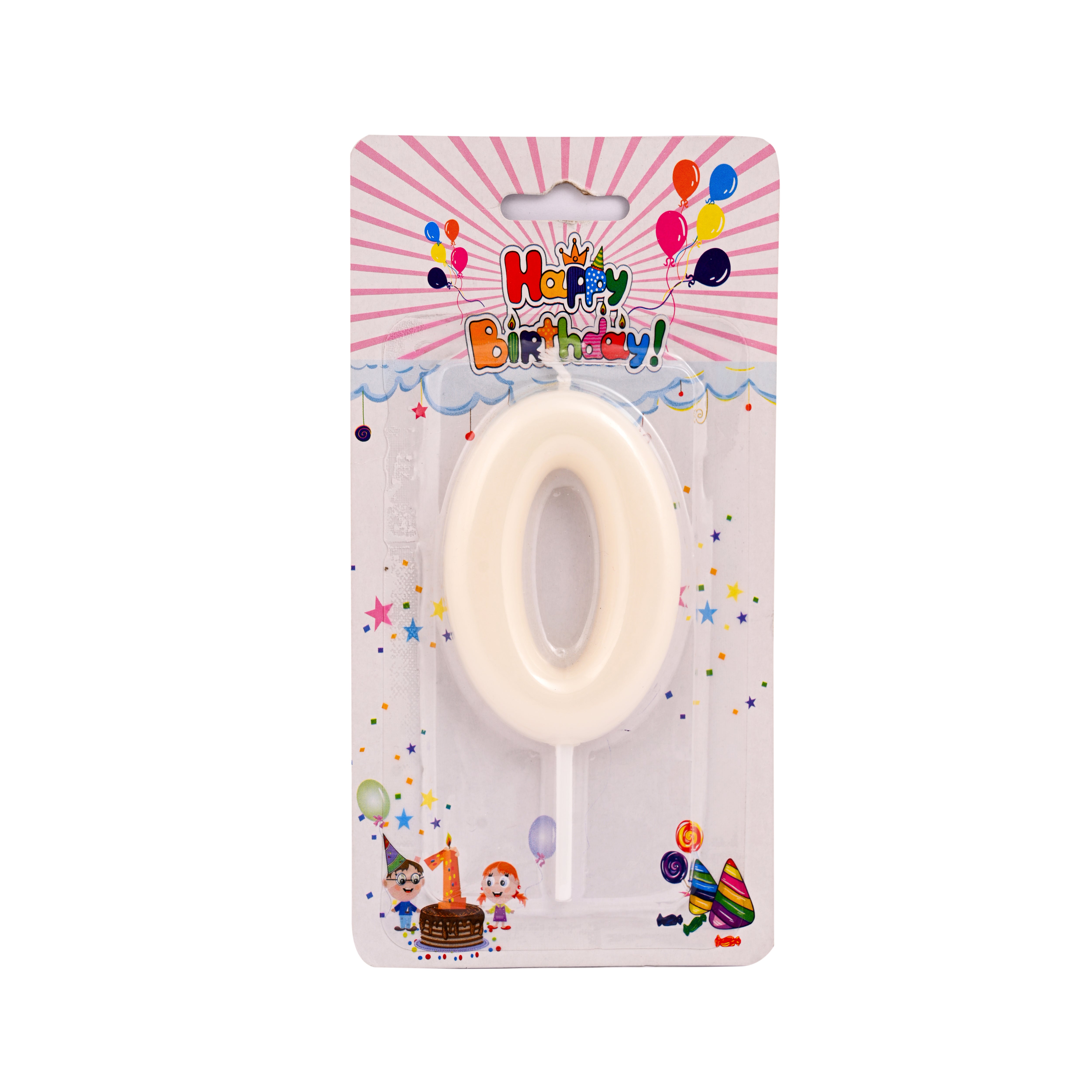 Off White Birthday Candle Number 0