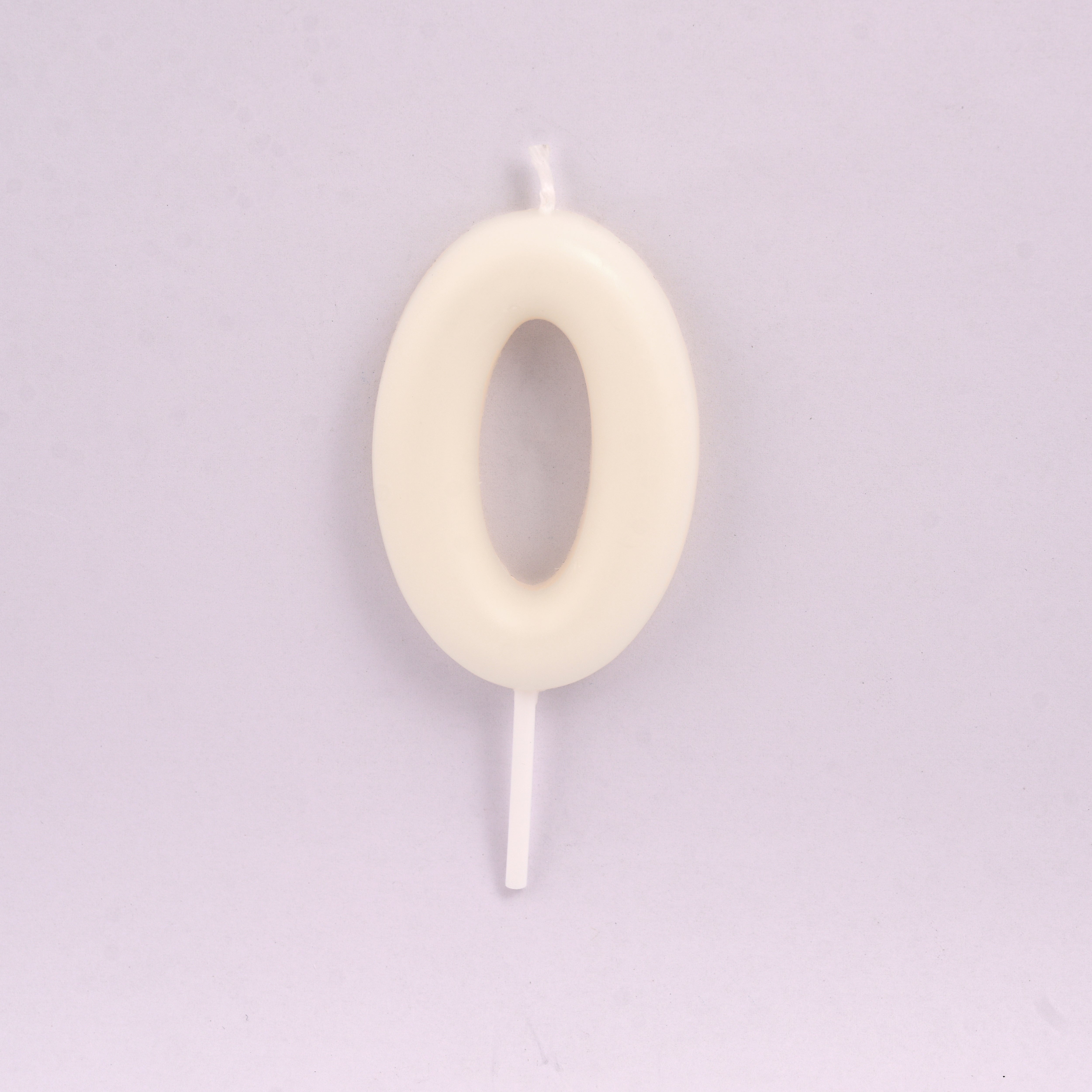 Off White Birthday Candle Number 0