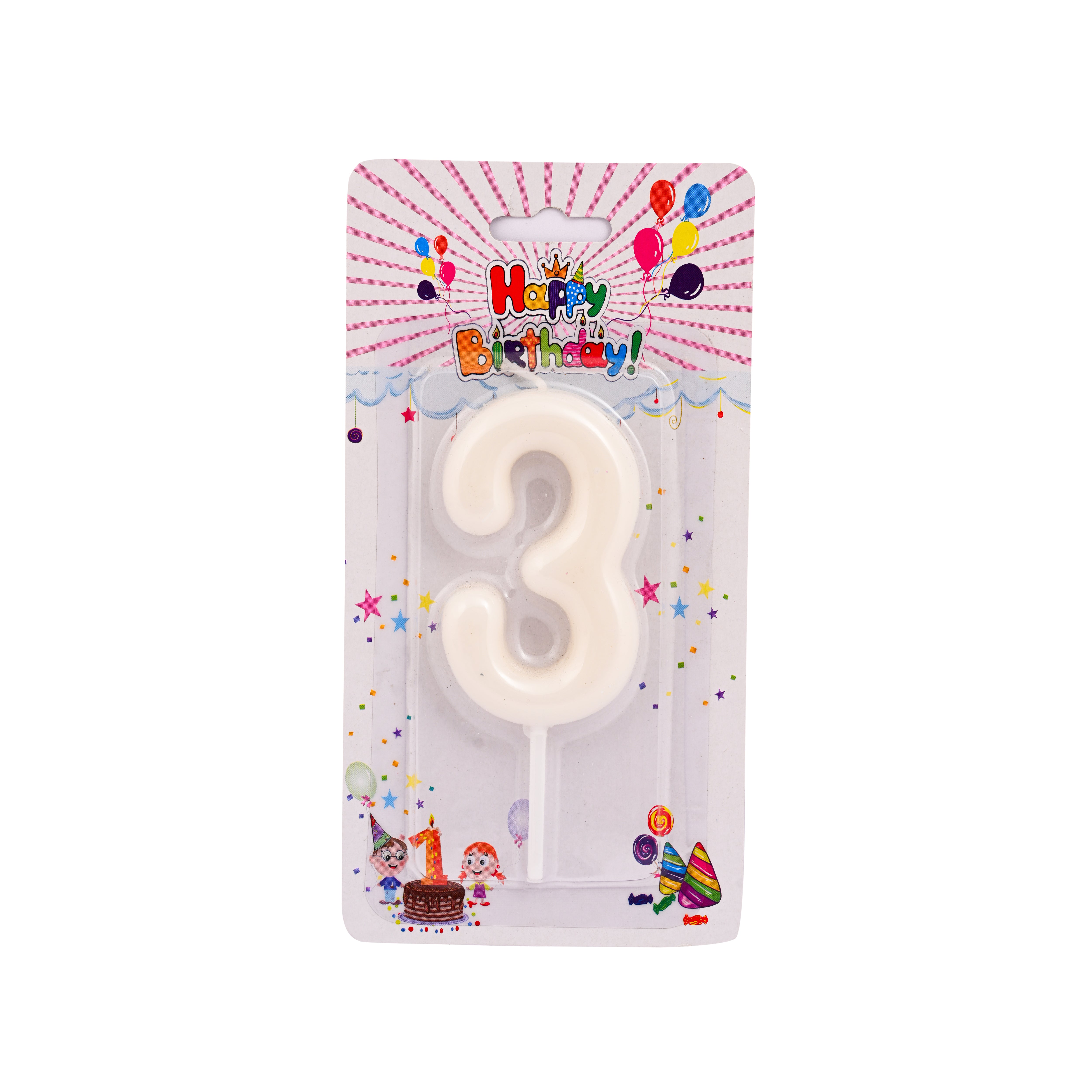 Off White Birthday Candle Number 3