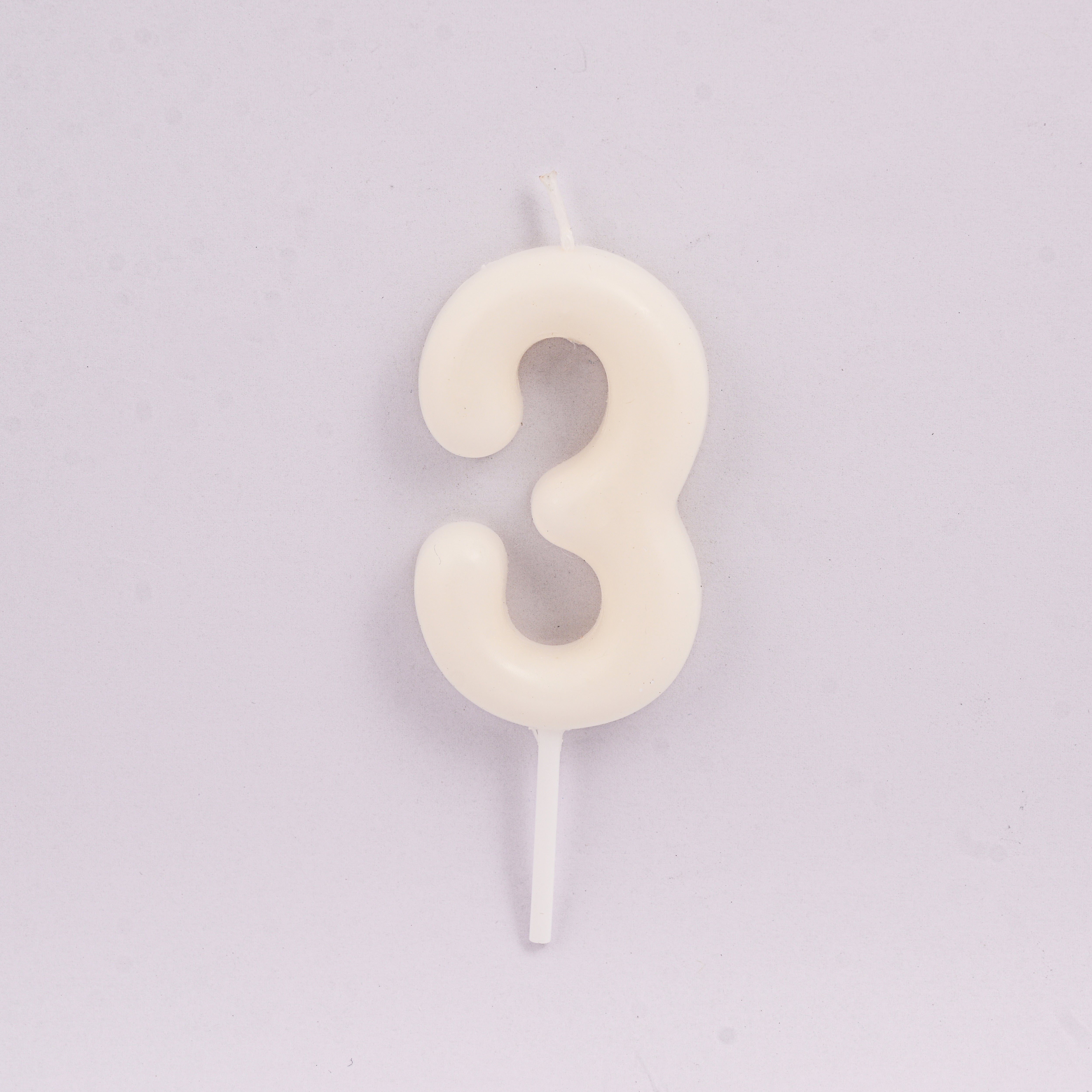 Off White Birthday Candle Number 3