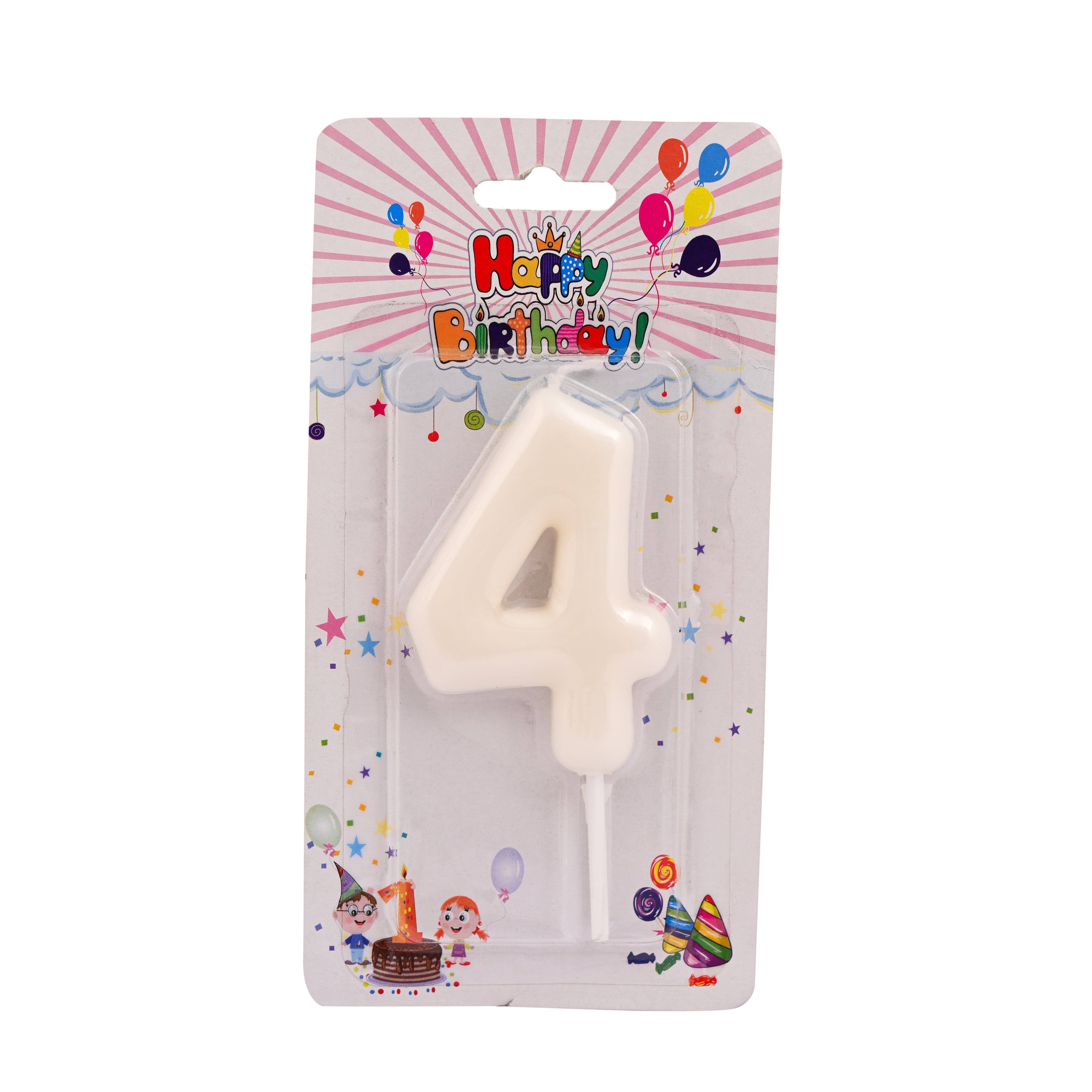 Off White Birthday Candle Number 4