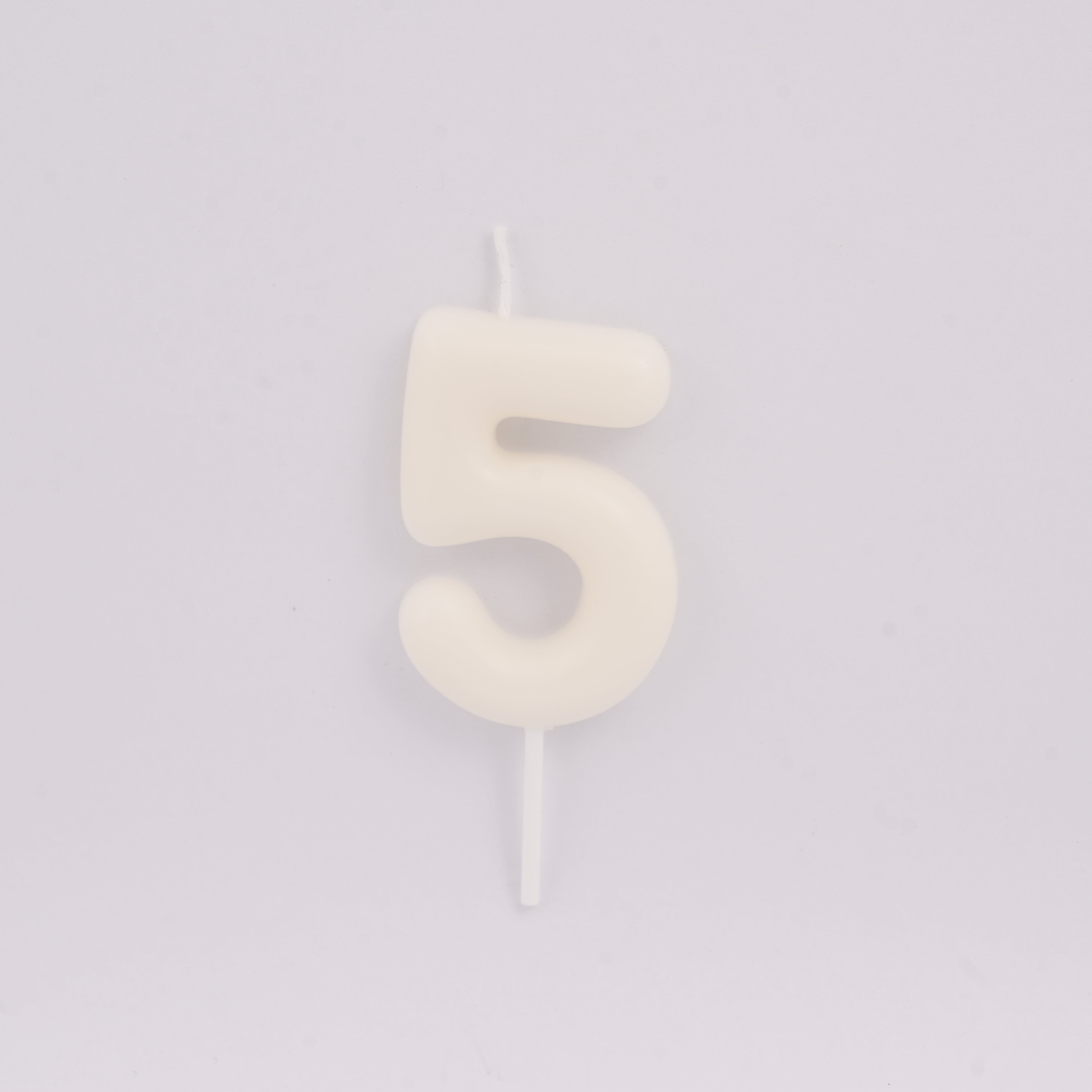 Off White Birthday Candle Number 5