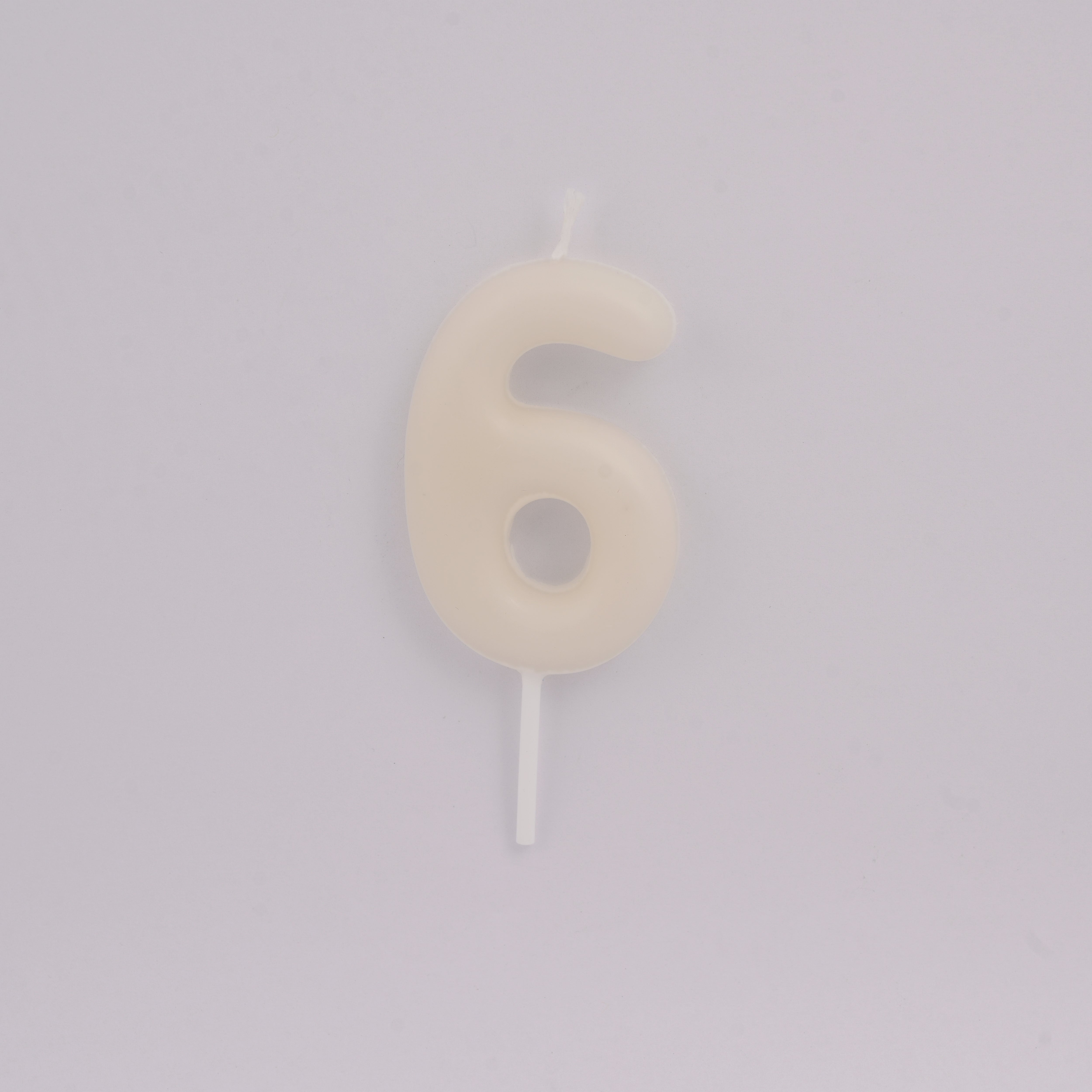 Off White Birthday Candle Number 6