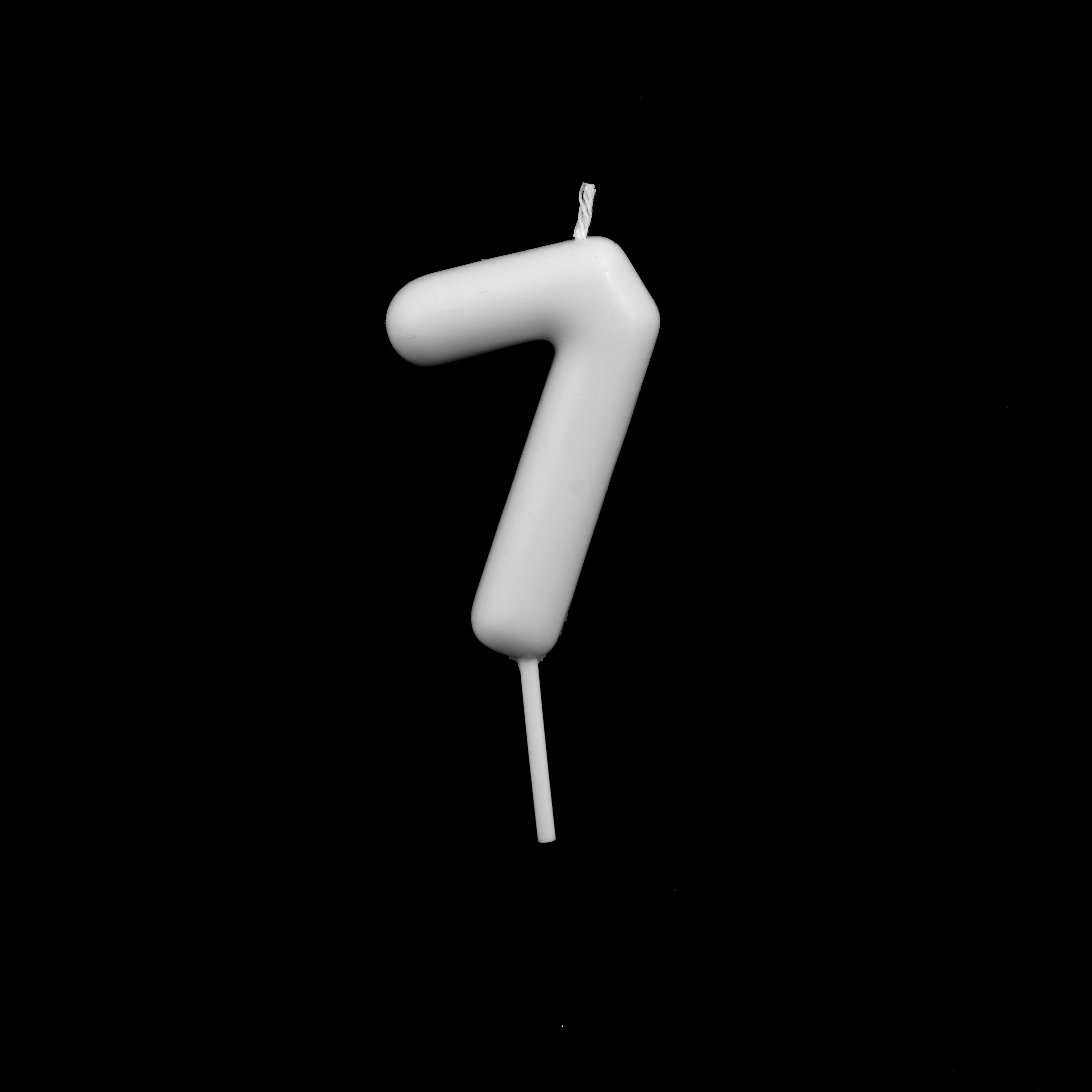 Off White Birthday Candle Number 7