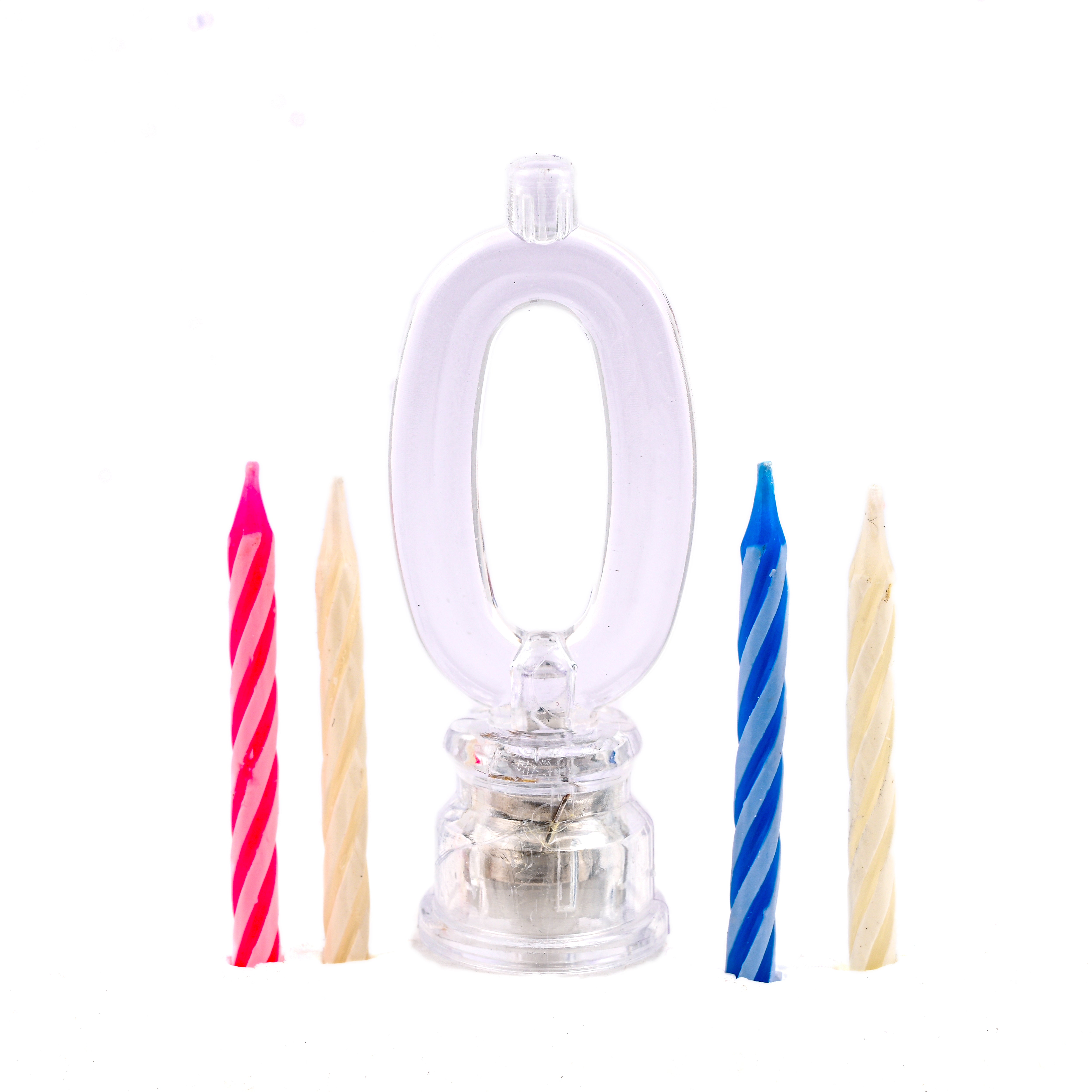 Number 0 candle with colorful LD light