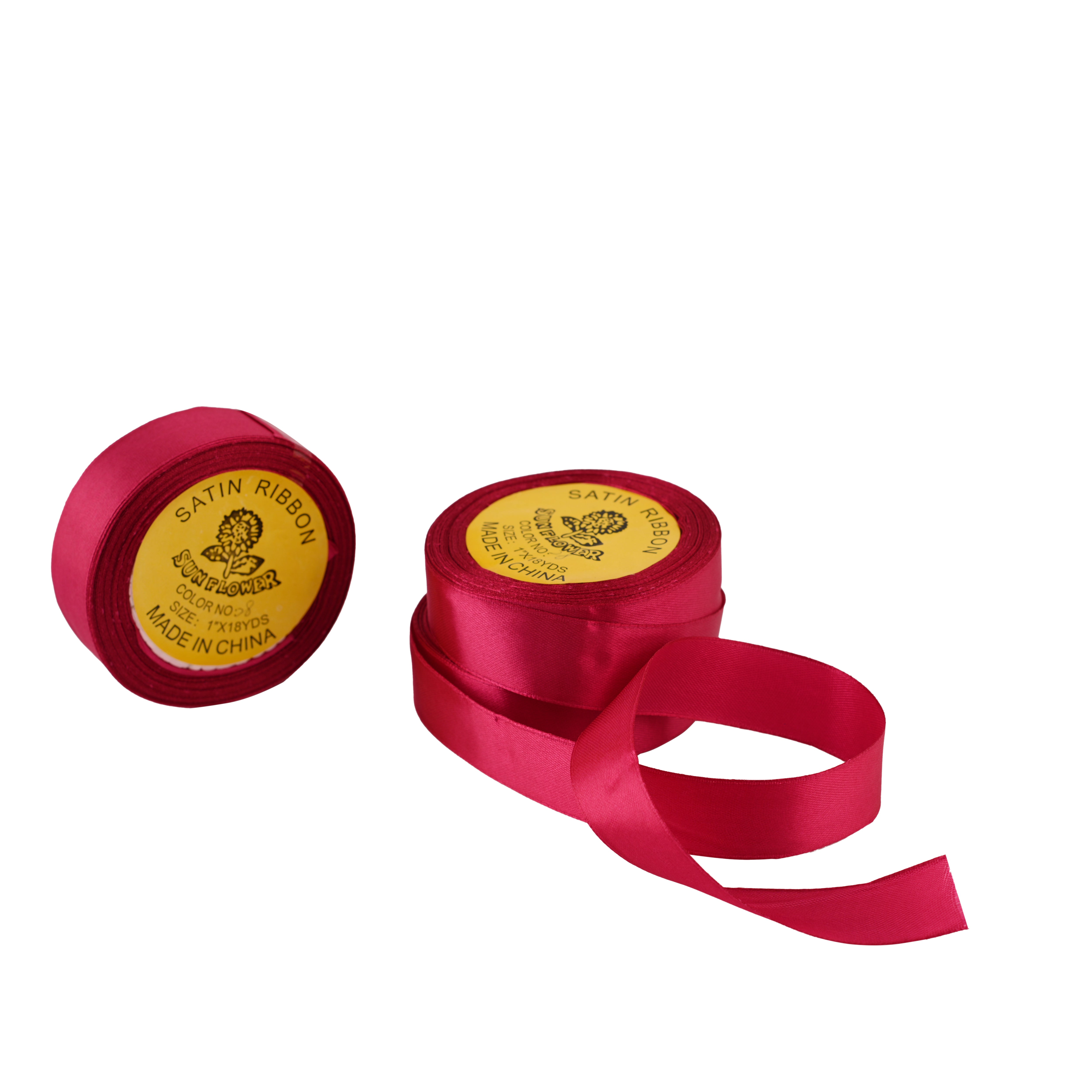 Red Satin Ribbons, 1 Inch, 3 Pieces