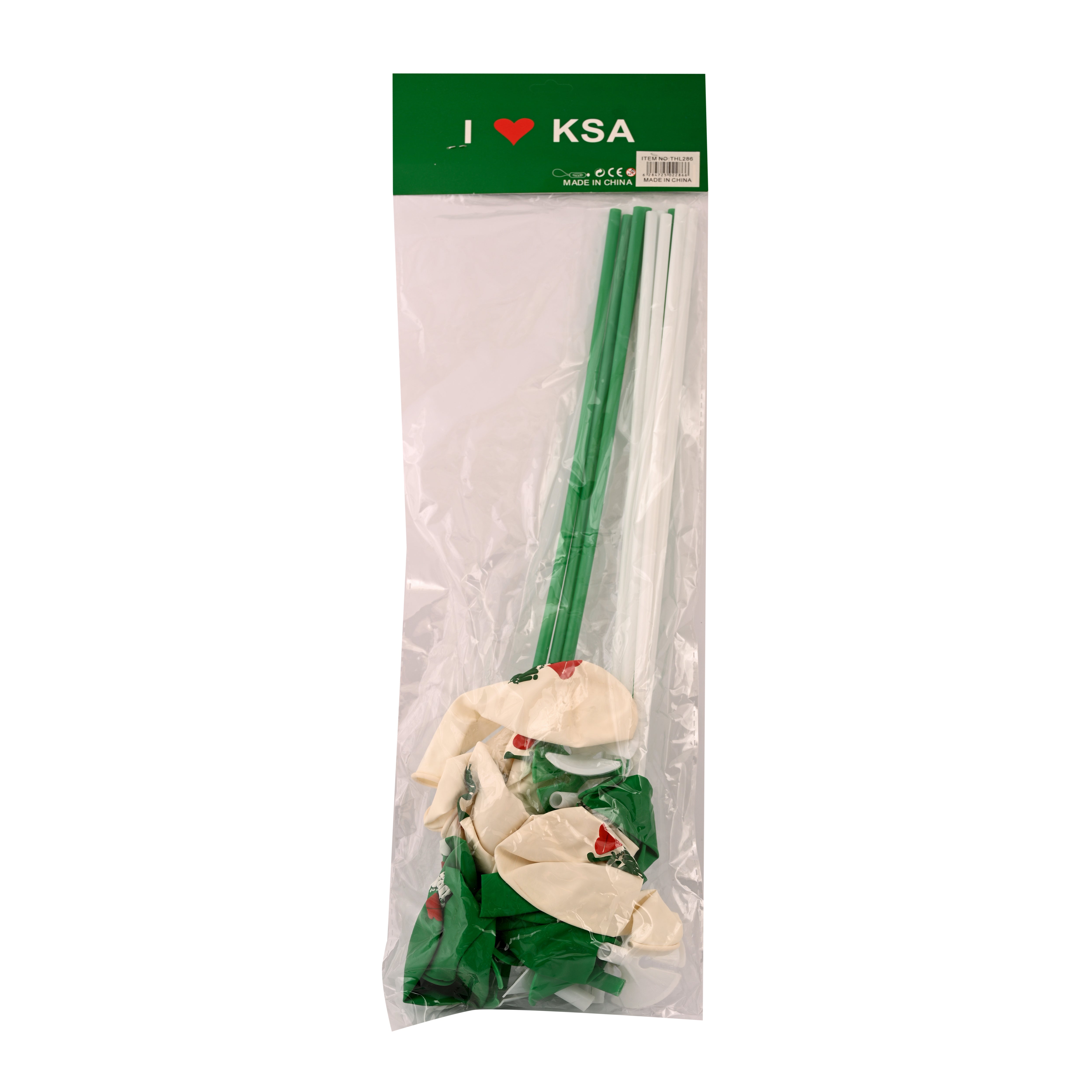 Green balloon stick and eggs, 10 pieces