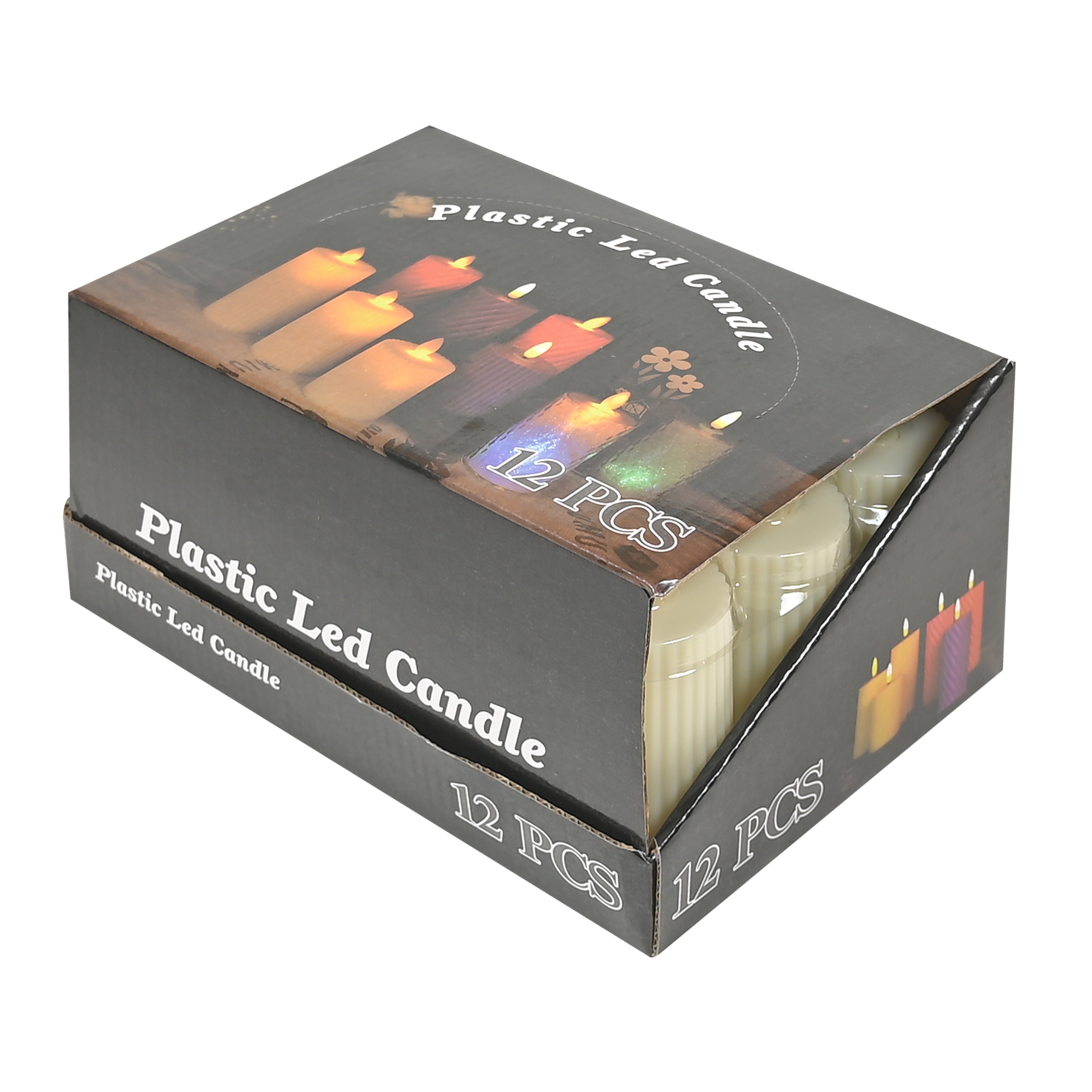 LED movable candle light w 5 CM* 9 CM medium off white 12 pieces